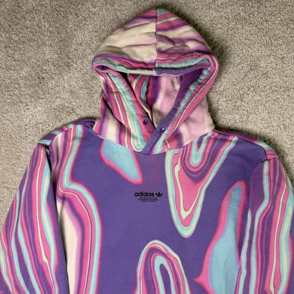 adidas Originals Hyperreal Allover Print Hoodie Mens Medium Purple Psychedelic